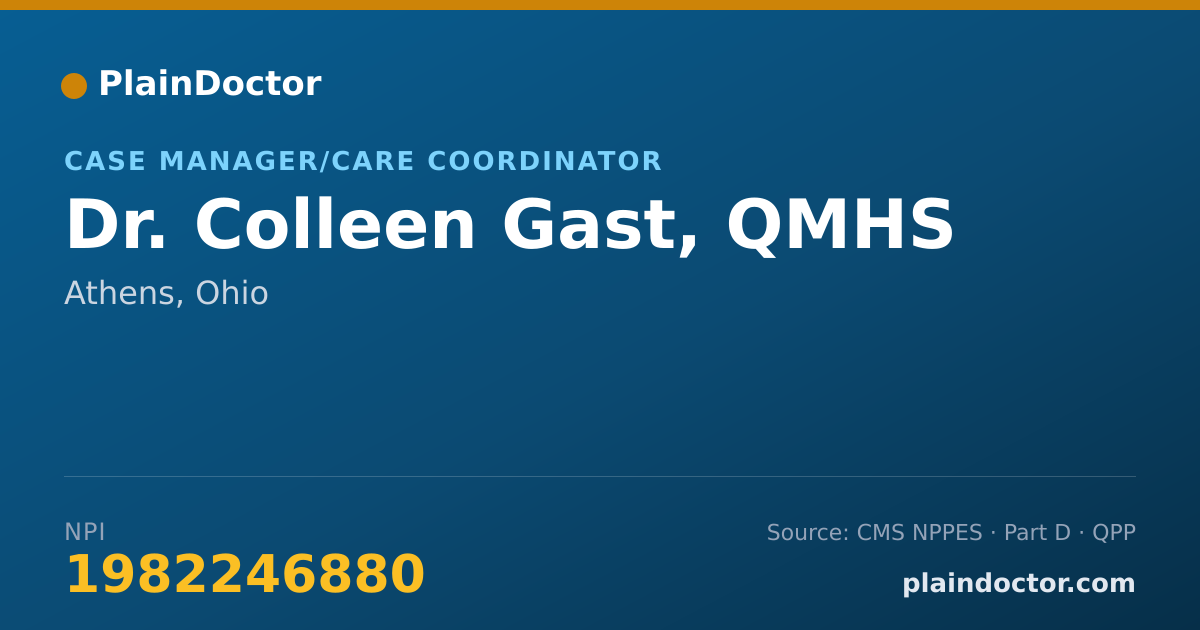 Shareable card for Colleen Gast, QMHS - Case Manager/Care Coordinator, Athens, OH