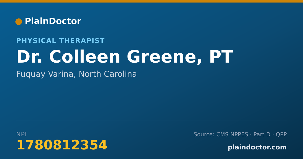 Shareable card for Colleen Greene, PT - Physical Therapist, Fuquay Varina, NC