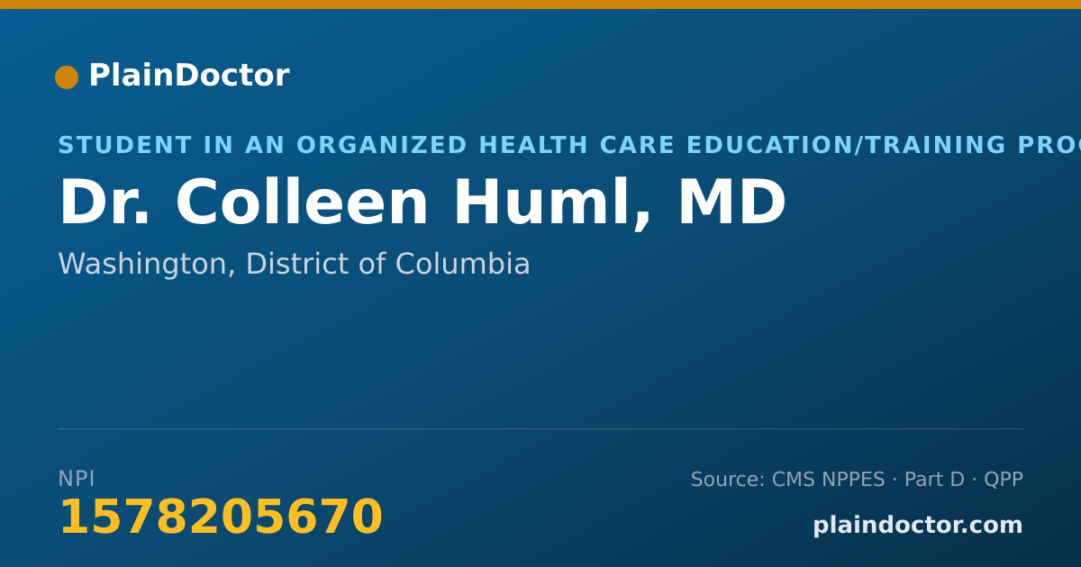 Shareable card for Colleen Huml, MD - Student in an Organized Health Care Education/Training Program, Washington, DC