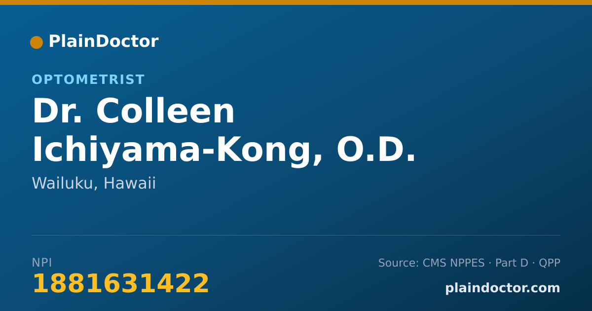 Shareable card for Colleen Ichiyama-Kong, O.D. - Optometrist, Wailuku, HI