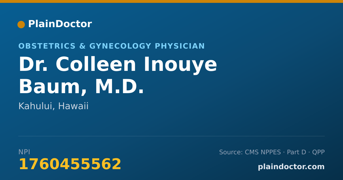 Shareable card for Colleen Inouye Baum, M.D. - Obstetrics & Gynecology Physician, Kahului, HI