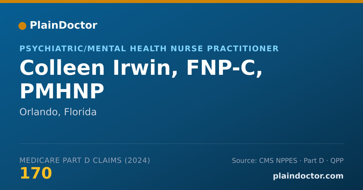 Shareable card for Colleen Irwin, FNP-C, PMHNP - Nurse Practitioner, Orlando, FL