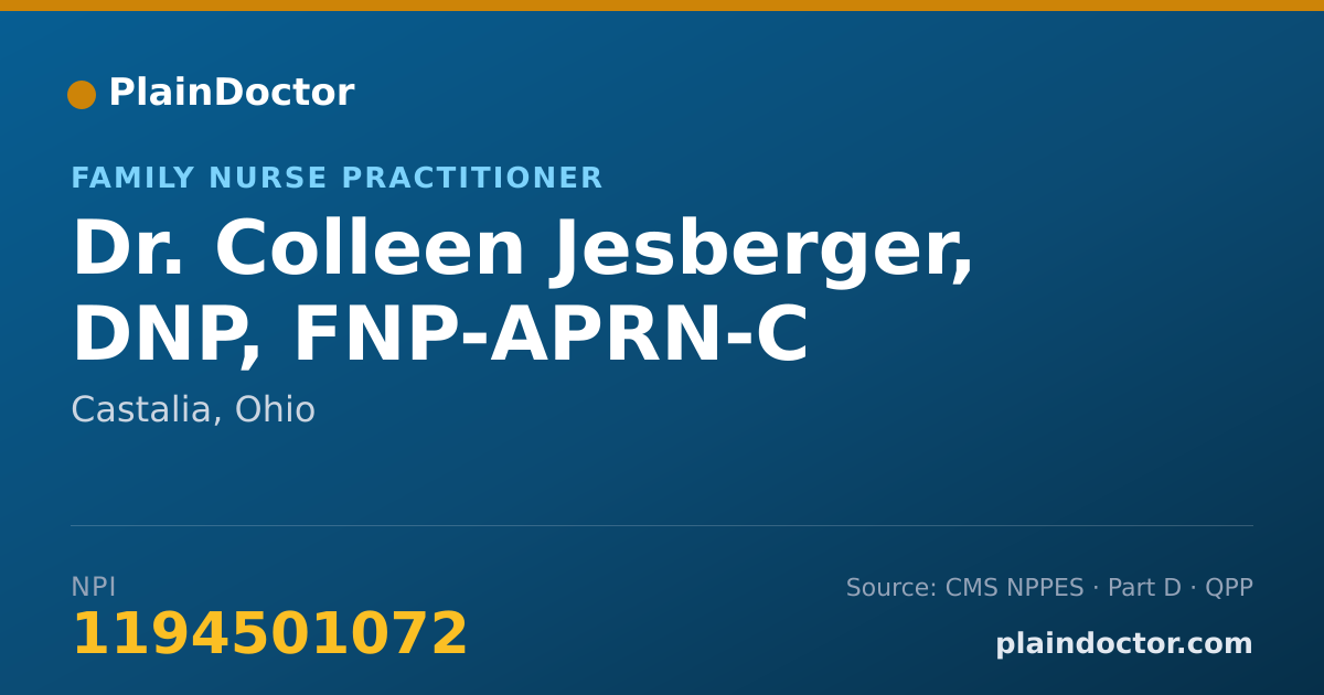 Shareable card for Colleen Jesberger, DNP, FNP-APRN-C - Family Nurse Practitioner, Castalia, OH