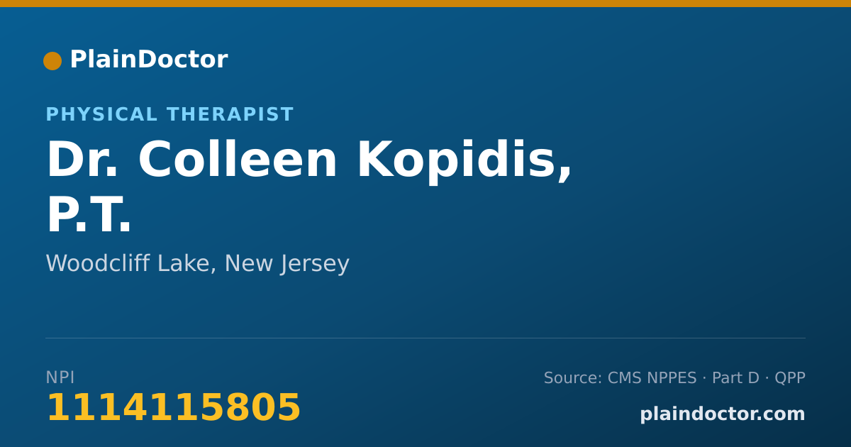 Shareable card for Colleen Kopidis, P.T. - Physical Therapist, Woodcliff Lake, NJ