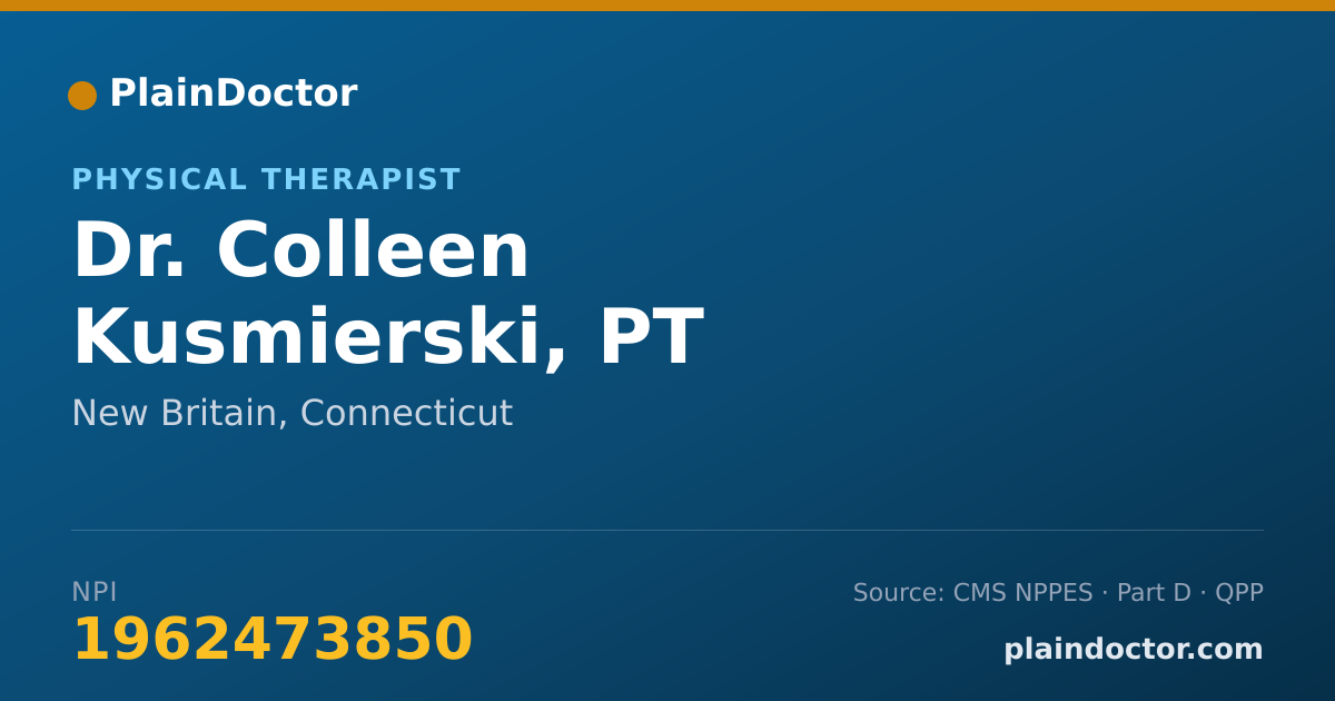 Shareable card for Colleen Kusmierski, PT - Physical Therapist, New Britain, CT
