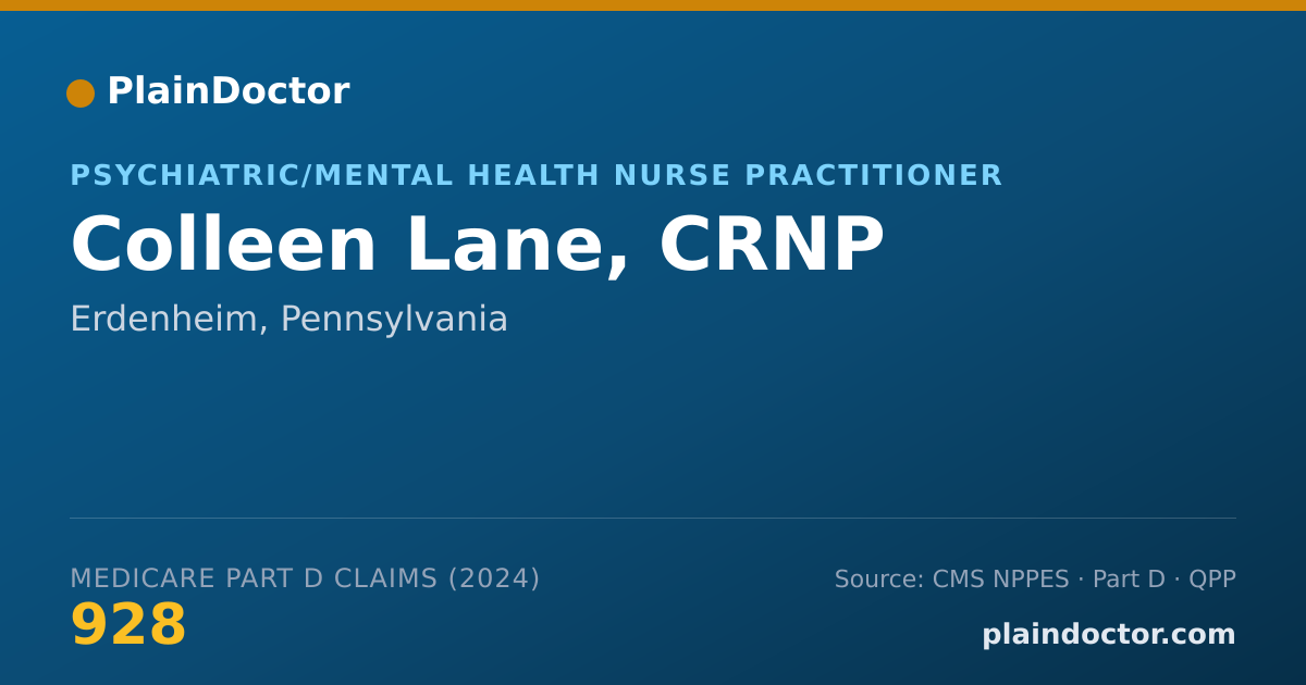 Shareable card for Colleen Lane, CRNP - Psychiatric/Mental Health Nurse Practitioner, Erdenheim, PA