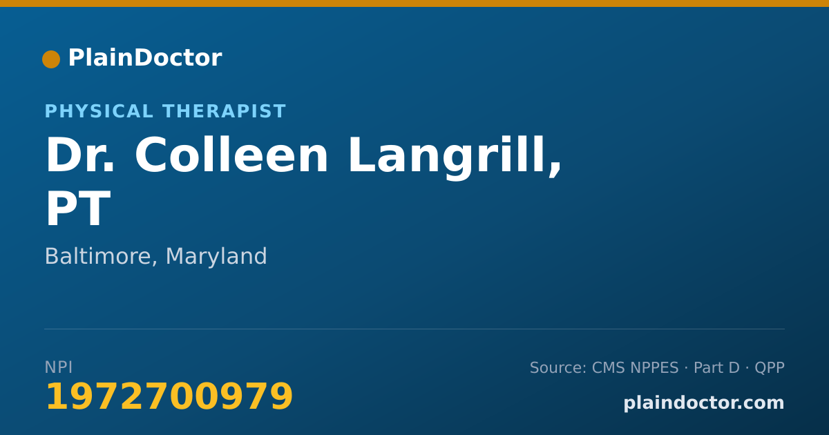 Shareable card for Colleen Langrill, PT - Physical Therapist, Baltimore, MD