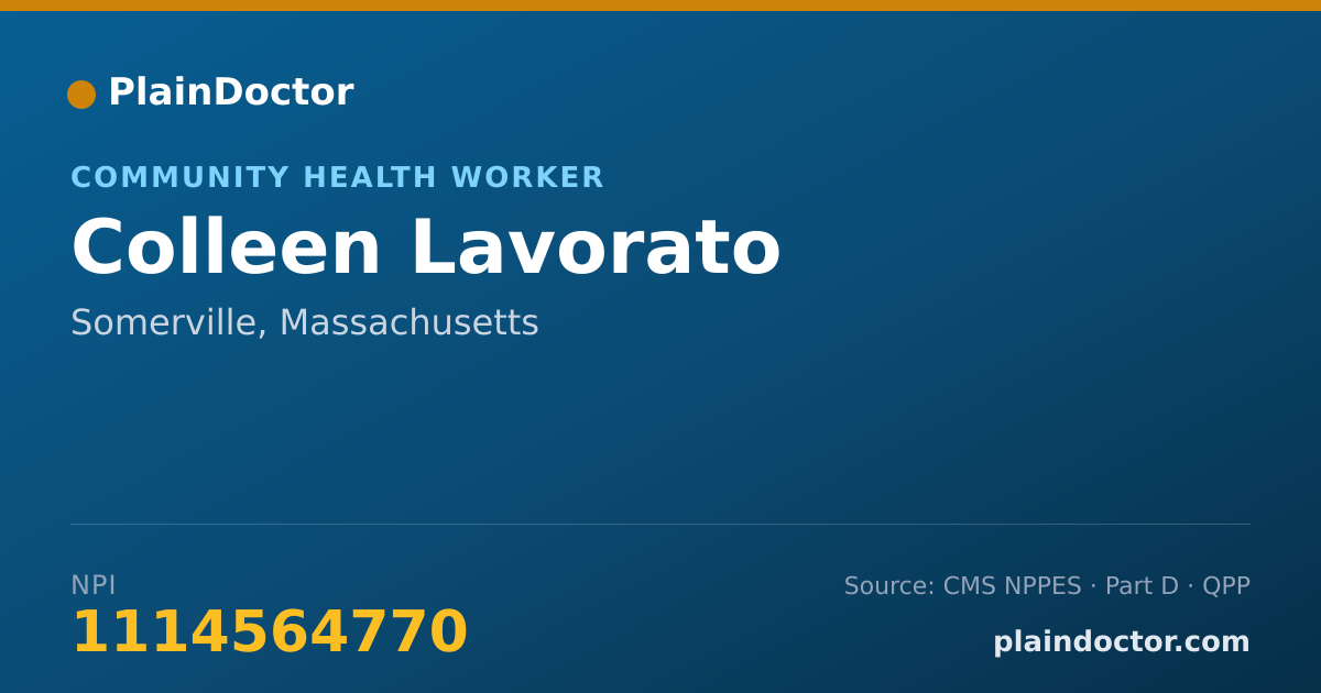 Shareable card for Colleen Lavorato - Community Health Worker, Somerville, MA