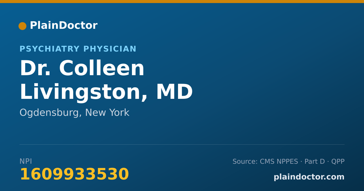 Shareable card for Colleen Livingston, MD - Psychiatry Physician, Ogdensburg, NY