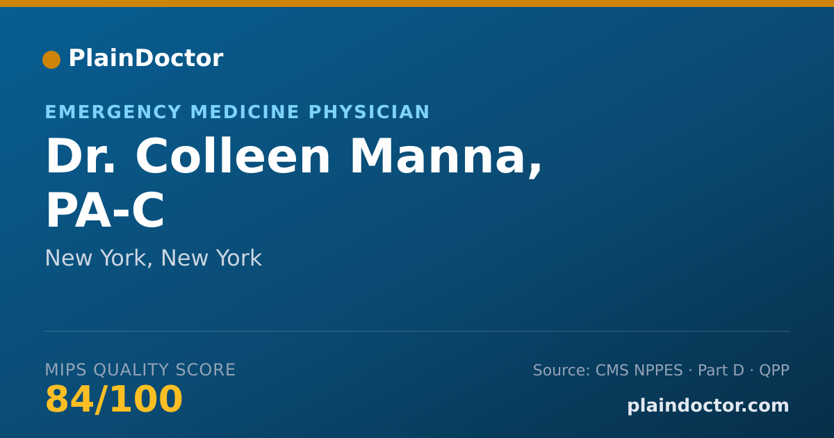 Shareable card for Colleen Manna, PA-C - Emergency Medicine Physician, New York, NY