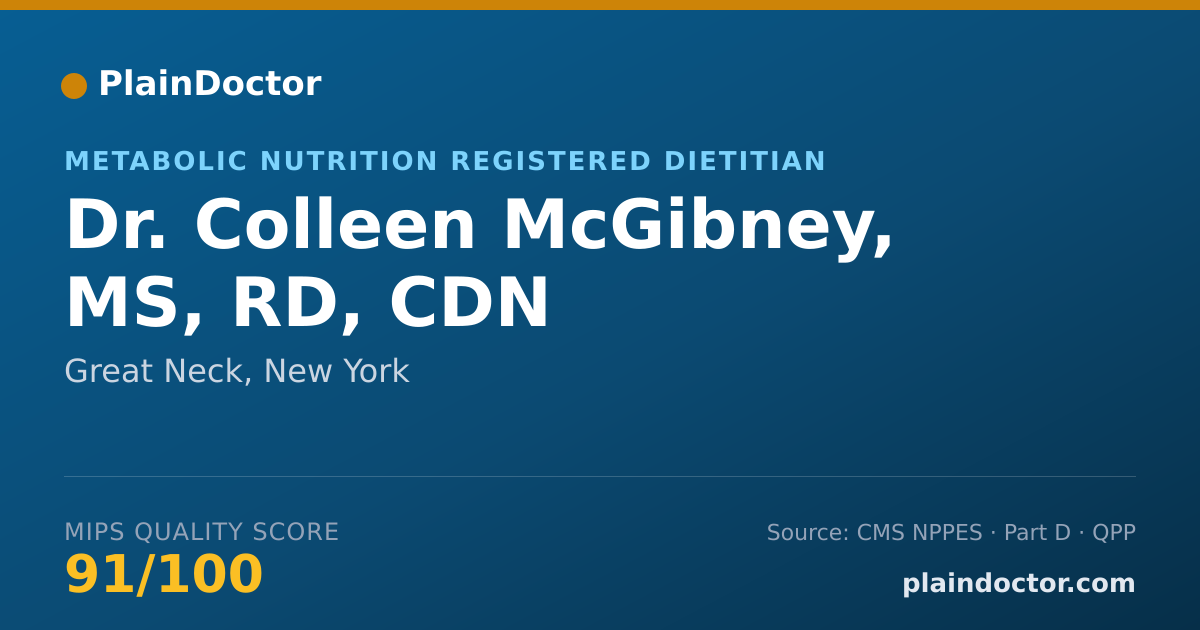 Shareable card for Colleen McGibney, MS, RD, CDN - Metabolic Nutrition Registered Dietitian, Great Neck, NY