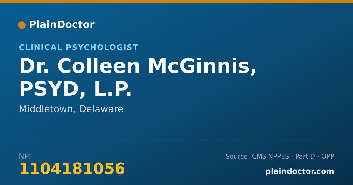 Shareable card for Colleen McGinnis, PSYD, L.P. - Clinical Psychologist, Middletown, DE