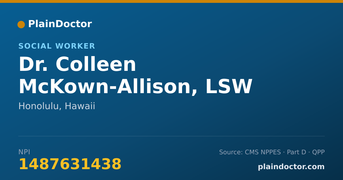 Shareable card for Colleen McKown-Allison, LSW - Social Worker, Honolulu, HI