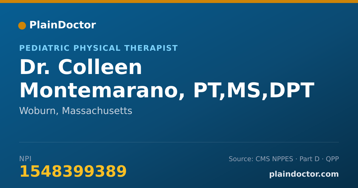 Shareable card for Colleen Montemarano, PT,MS,DPT - Pediatric Physical Therapist, Woburn, MA