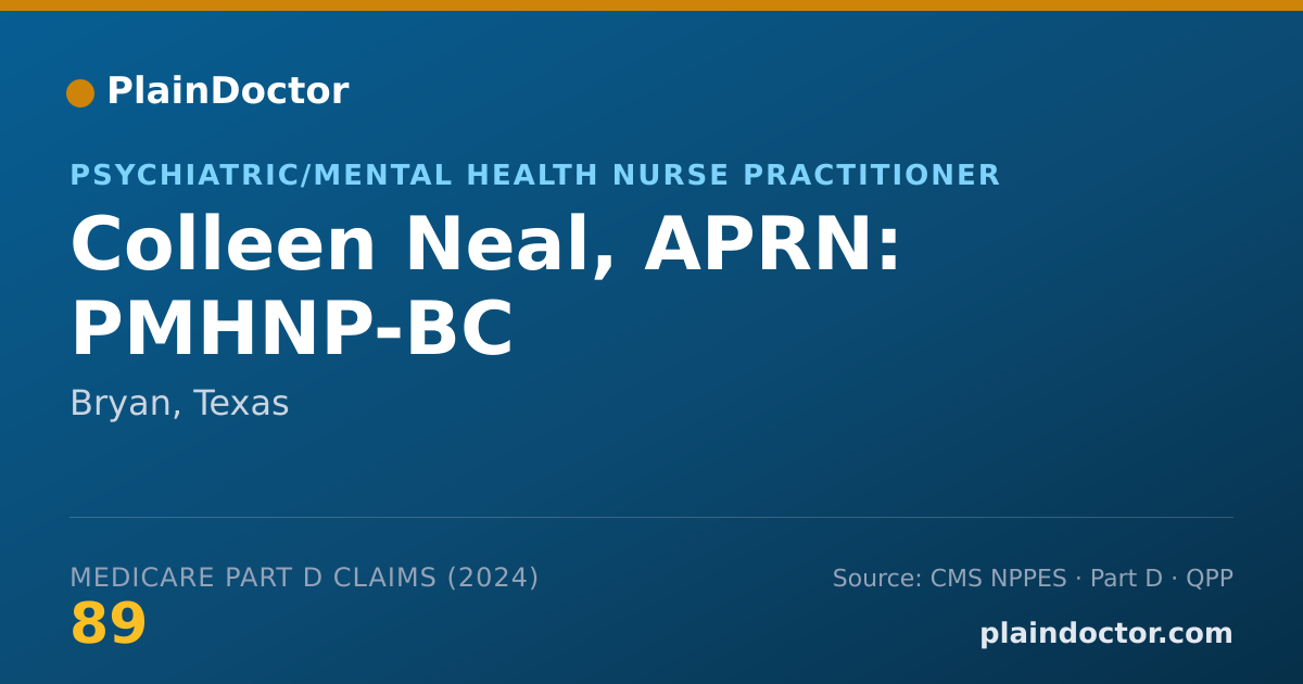Shareable card for Colleen Neal, APRN: PMHNP-BC - Psychiatric/Mental Health Nurse Practitioner, Bryan, TX