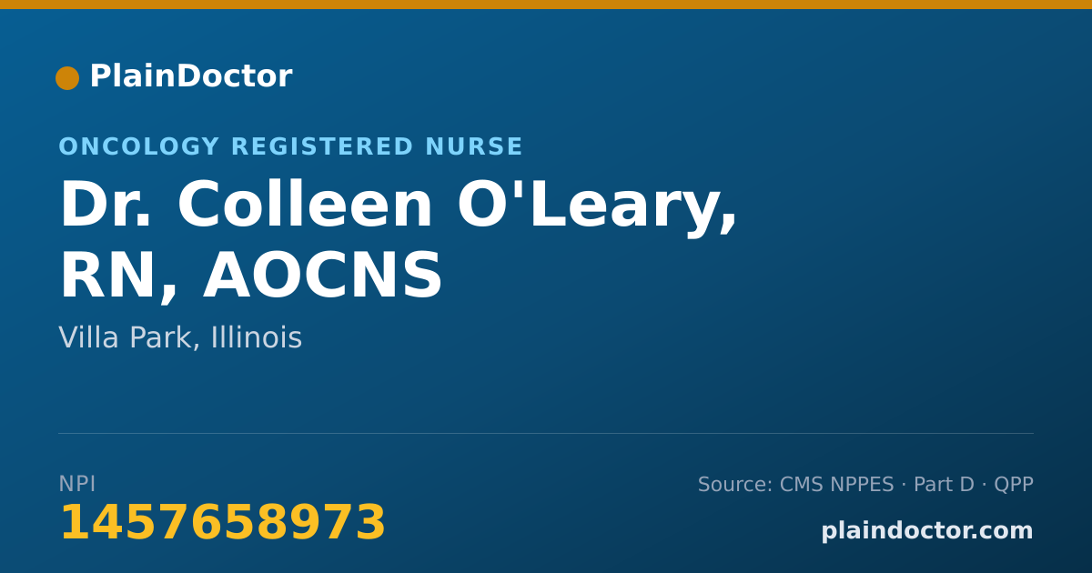 Shareable card for Colleen O'Leary, RN, AOCNS - Oncology Registered Nurse, Villa Park, IL