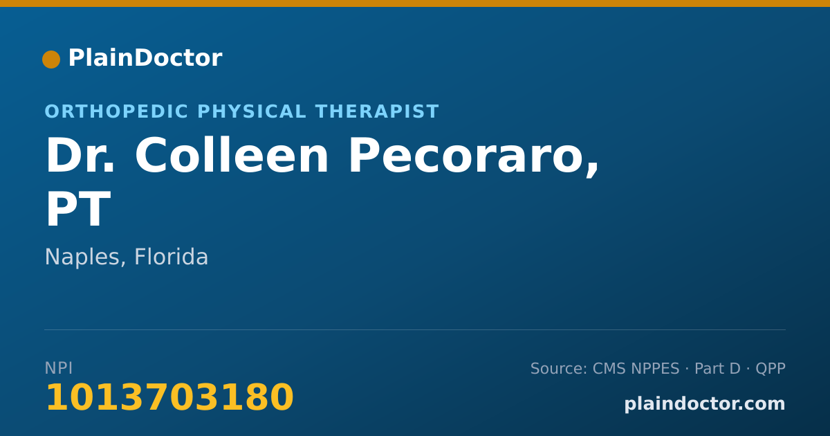 Shareable card for Colleen Pecoraro, PT - Orthopedic Physical Therapist, Naples, FL