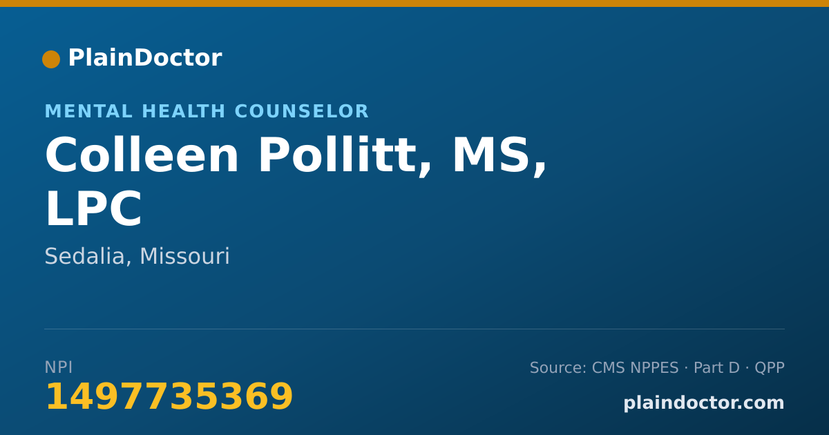 Shareable card for Colleen Pollitt, MS, LPC - Mental Health Counselor, Sedalia, MO