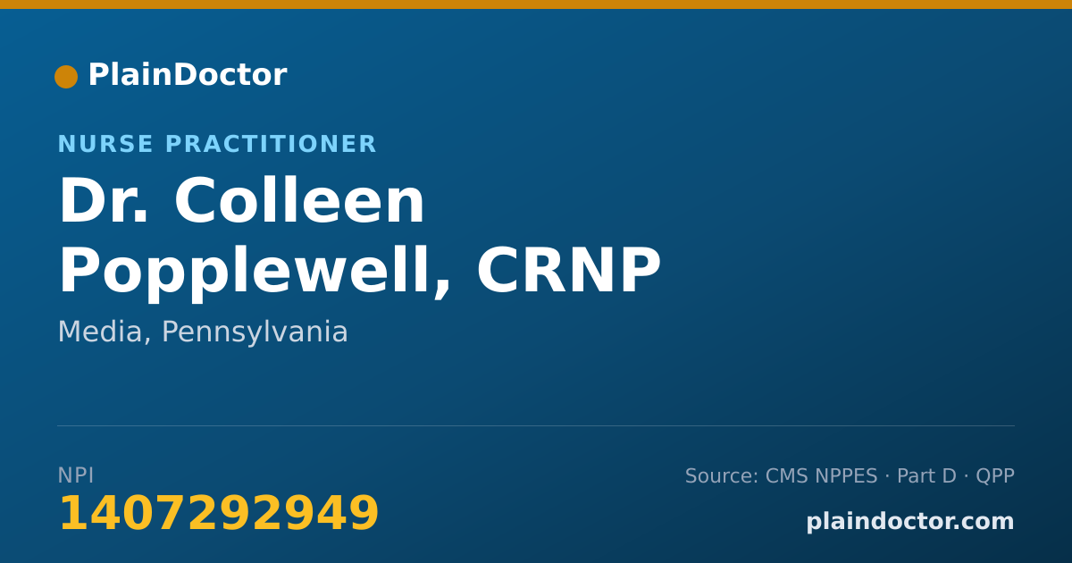 Shareable card for Colleen Popplewell, CRNP - Nurse Practitioner, Media, PA