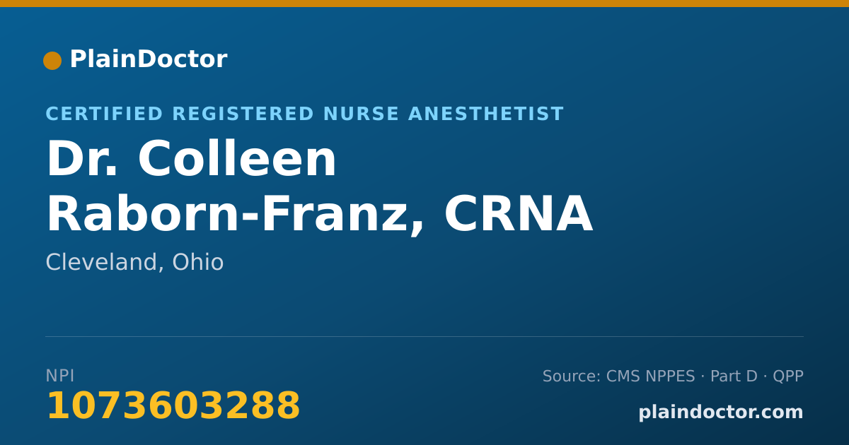 Shareable card for Colleen Raborn-Franz, CRNA - Certified Registered Nurse Anesthetist, Cleveland, OH