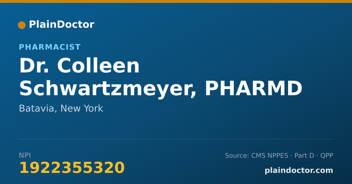 Shareable card for Colleen Schwartzmeyer, PHARMD - Pharmacist, Batavia, NY