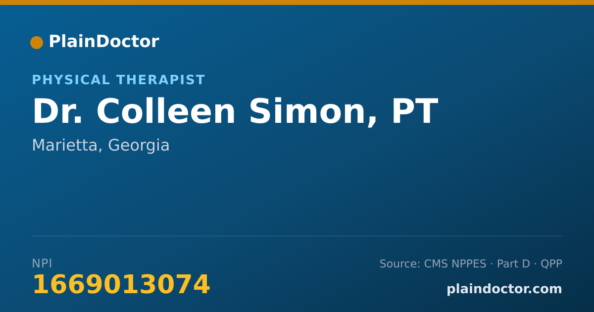 Shareable card for Colleen Simon, PT - Physical Therapist, Marietta, GA