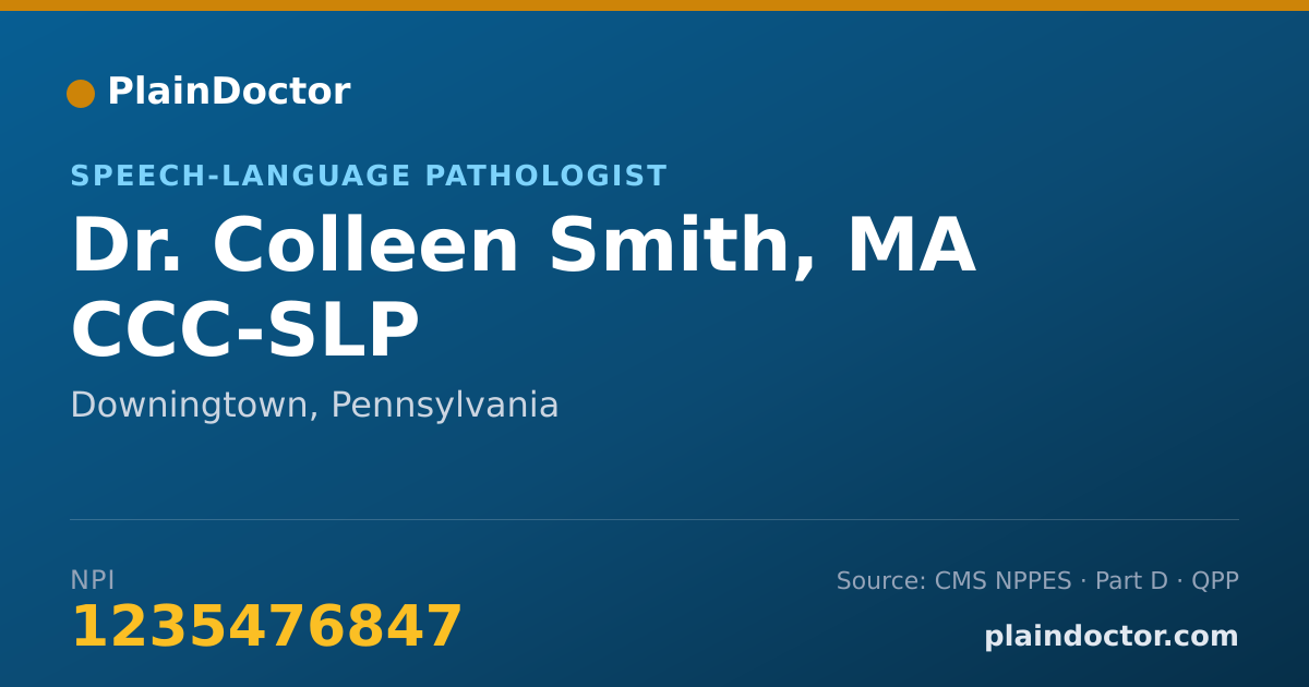 Shareable card for Colleen Smith, MA CCC-SLP - Speech-Language Pathologist, Downingtown, PA