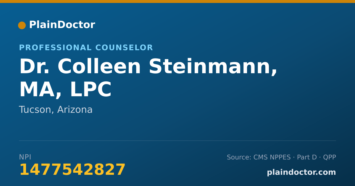 Shareable card for Colleen Steinmann, MA, LPC - Professional Counselor, Tucson, AZ