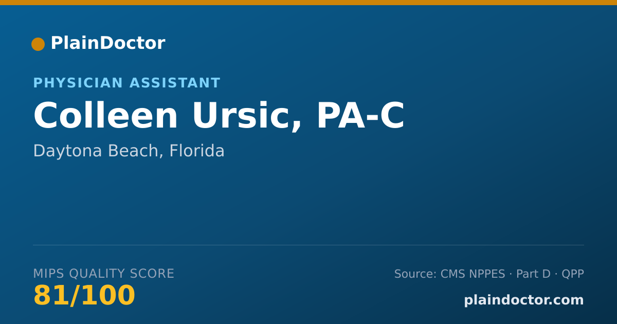 Shareable card for Colleen Ursic, PA-C - Physician Assistant, Daytona Beach, FL