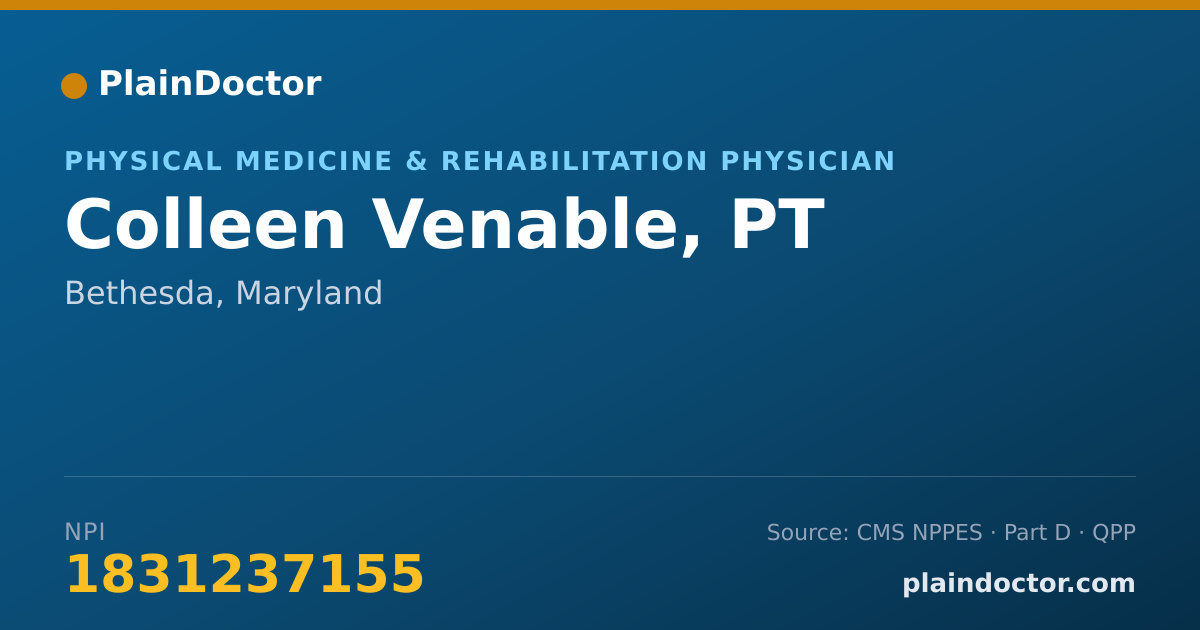 Shareable card for Colleen Venable, PT - Physical Medicine & Rehabilitation Physician, Bethesda, MD