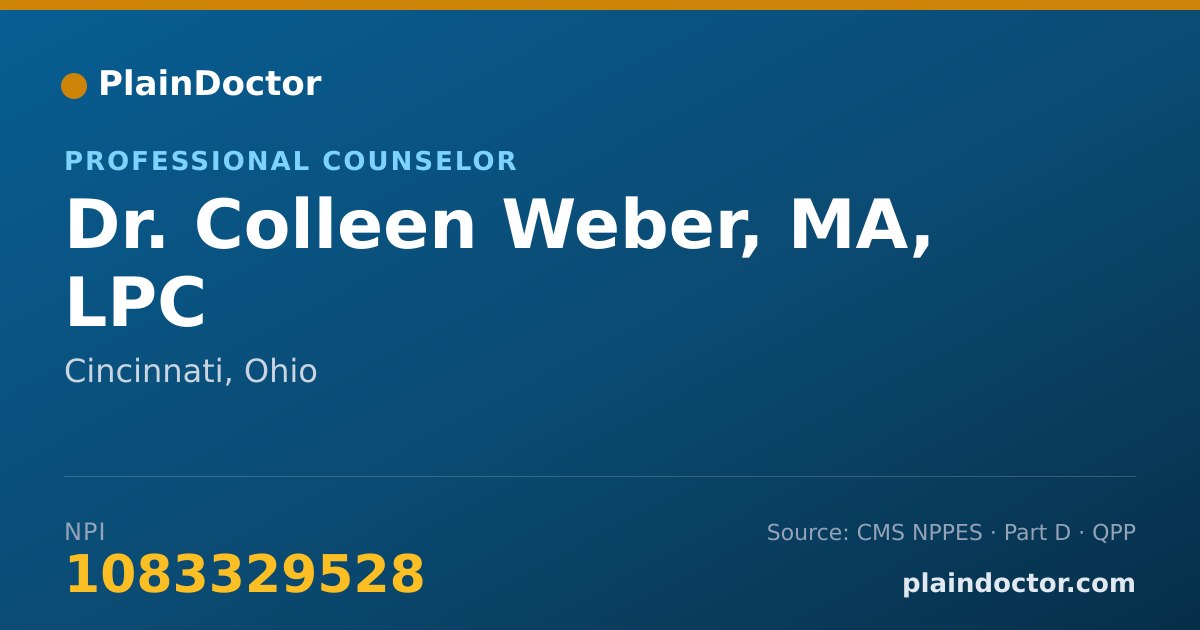 Shareable card for Colleen Weber, MA, LPC - Professional Counselor, Cincinnati, OH