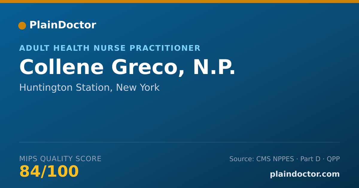 Shareable card for Collene Greco, N.P. - Adult Health Nurse Practitioner, Huntington Station, NY