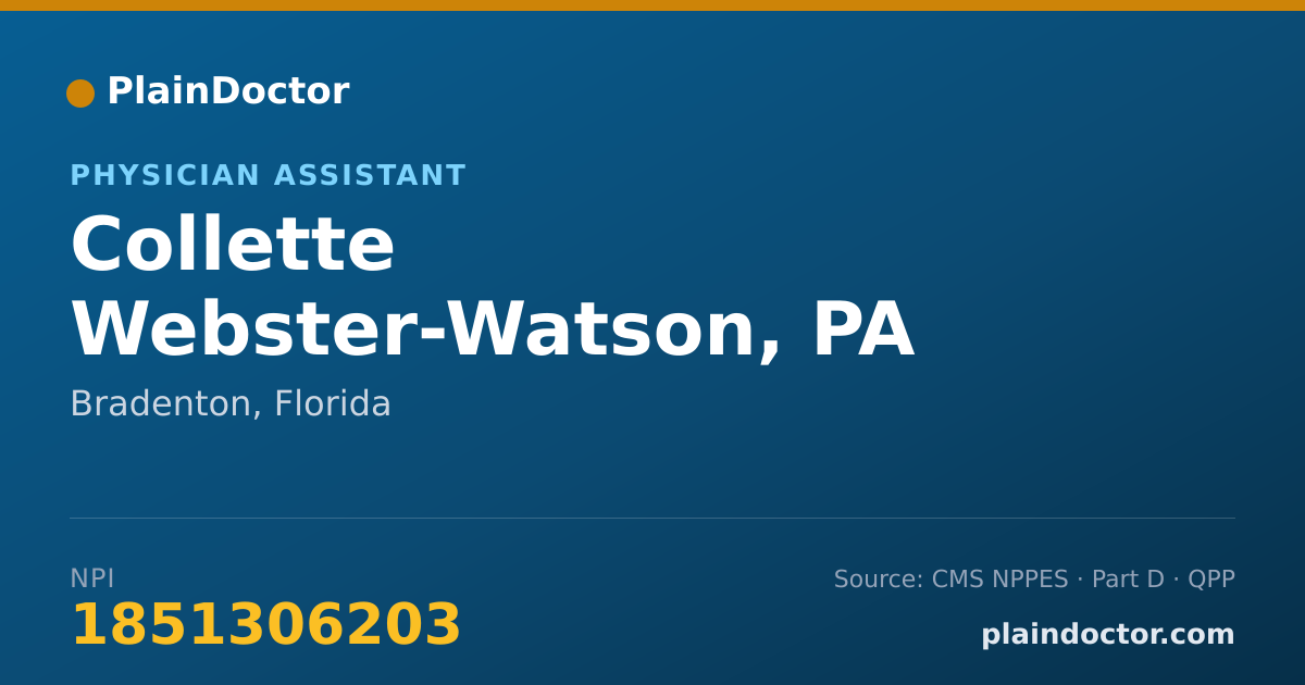 Shareable card for Collette Webster-Watson, PA - Physician Assistant, Bradenton, FL