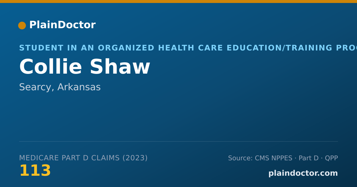 Shareable card for Collie Shaw - Student in an Organized Health Care Education/Training Program, Searcy, AR