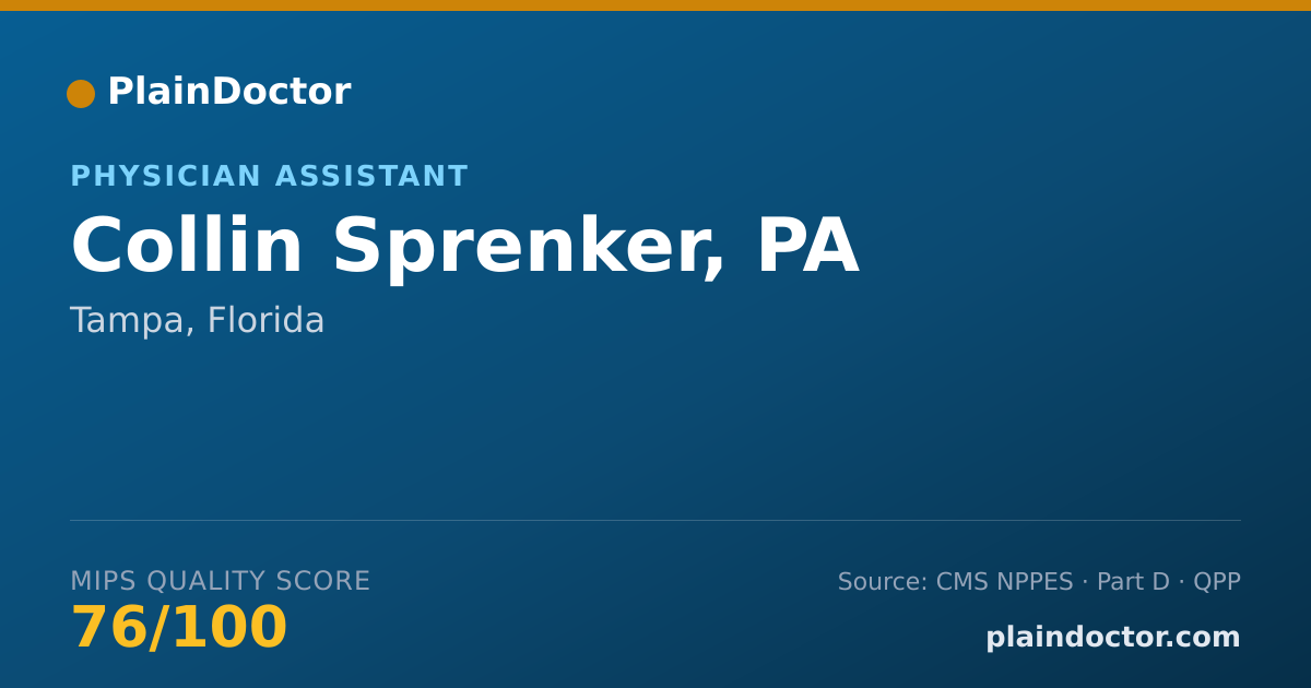 Shareable card for Collin Sprenker, PA - Physician Assistant, Tampa, FL