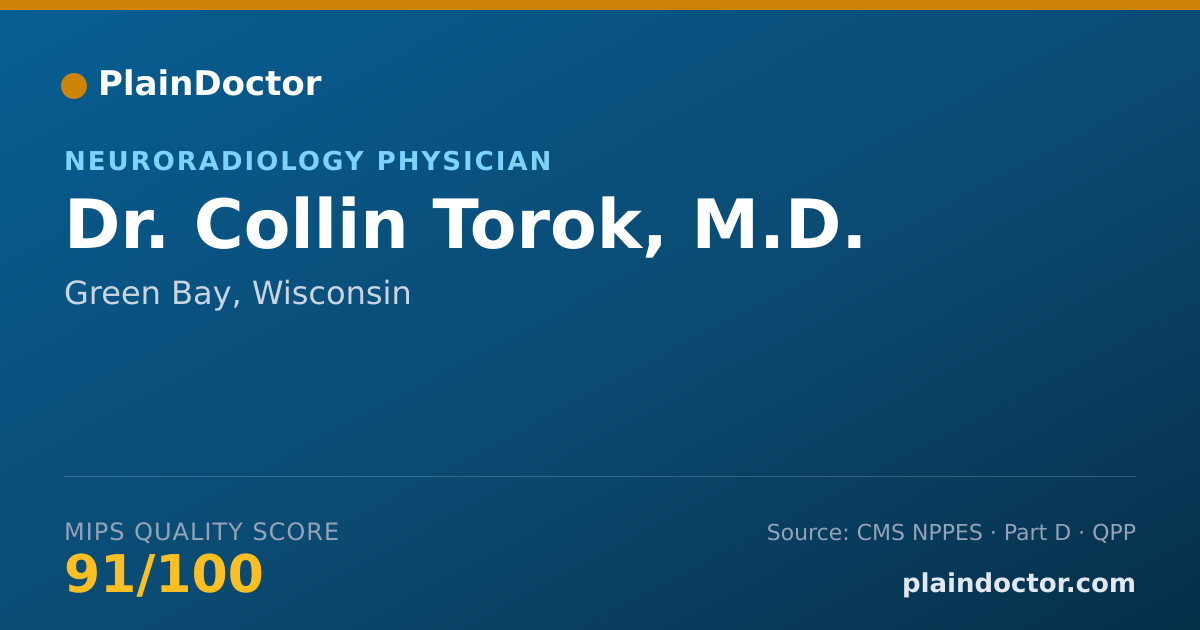 Shareable card for Collin Torok, M.D. - Diagnostic Radiology Physician, Green Bay, WI