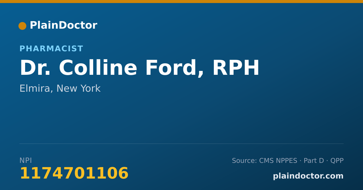 Shareable card for Colline Ford, RPH - Pharmacist, Elmira, NY