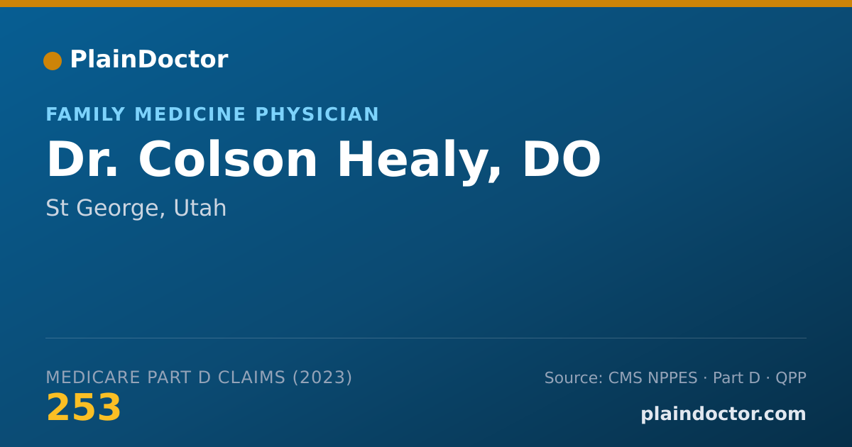Shareable card for Colson Healy, DO - Family Medicine Physician, St George, UT