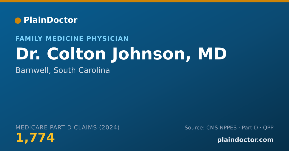 Shareable card for Colton Johnson, MD - Family Medicine Physician, Barnwell, SC