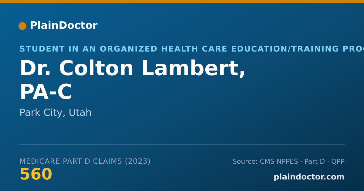Shareable card for Colton Lambert, PA-C - Student in an Organized Health Care Education/Training Program, Park City, UT