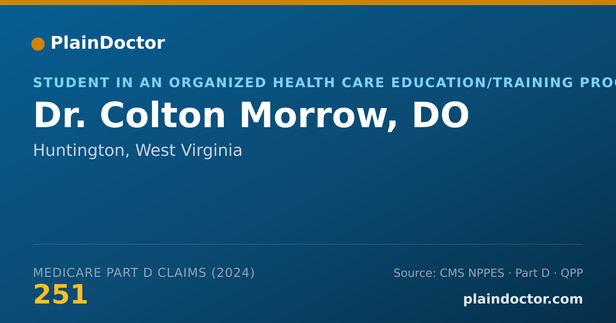 Shareable card for Colton Morrow, DO - Student in an Organized Health Care Education/Training Program, Huntington, WV