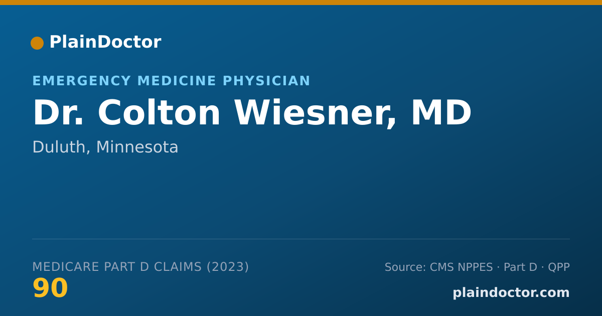 Shareable card for Colton Wiesner, MD - Emergency Medicine Physician, Duluth, MN
