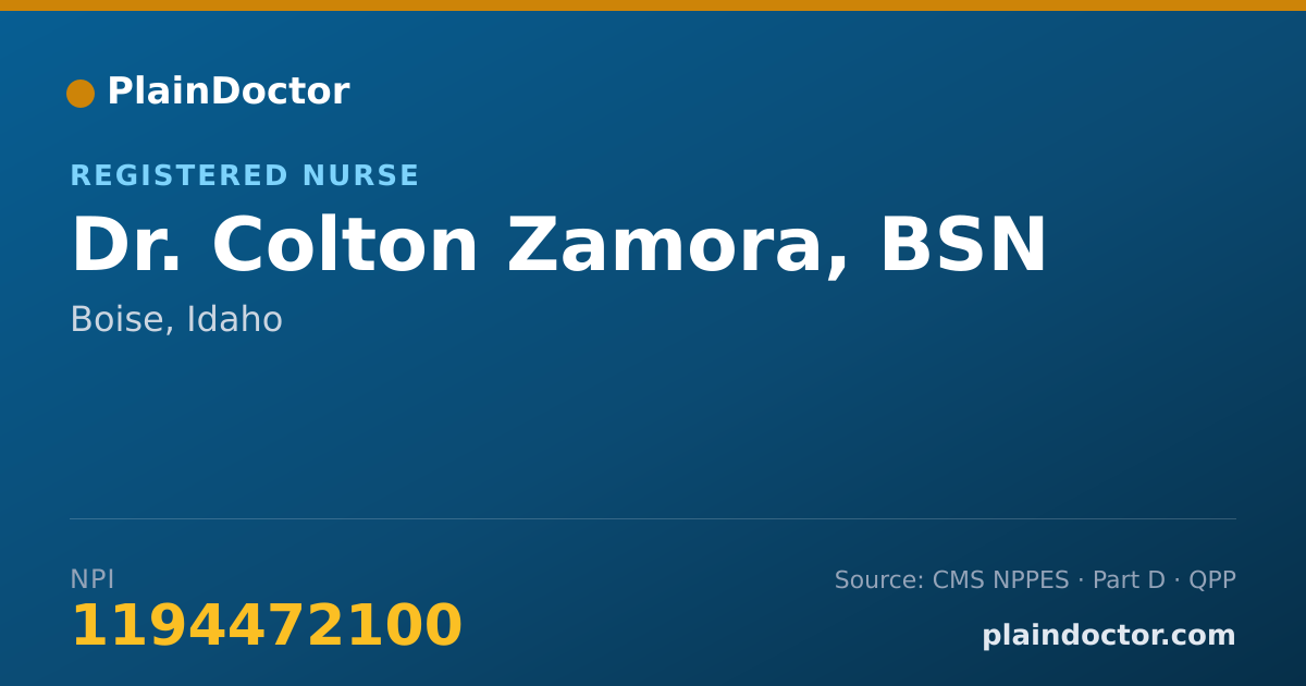 Shareable card for Colton Zamora, BSN - Registered Nurse, Boise, ID