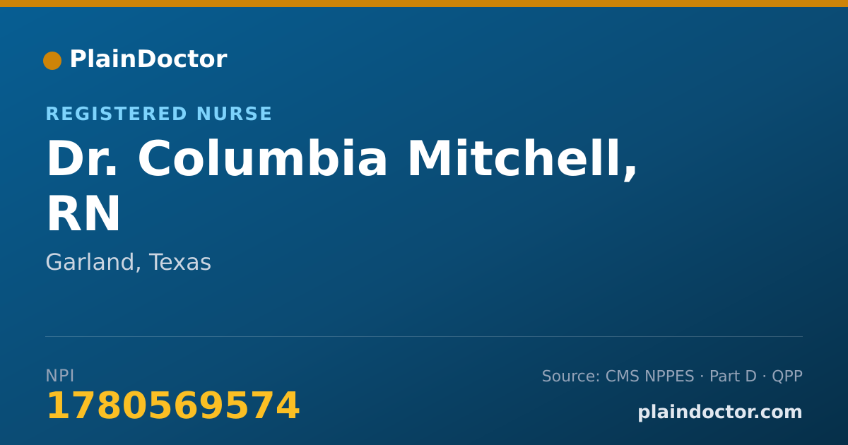 Shareable card for Columbia Mitchell, RN - Registered Nurse, Garland, TX