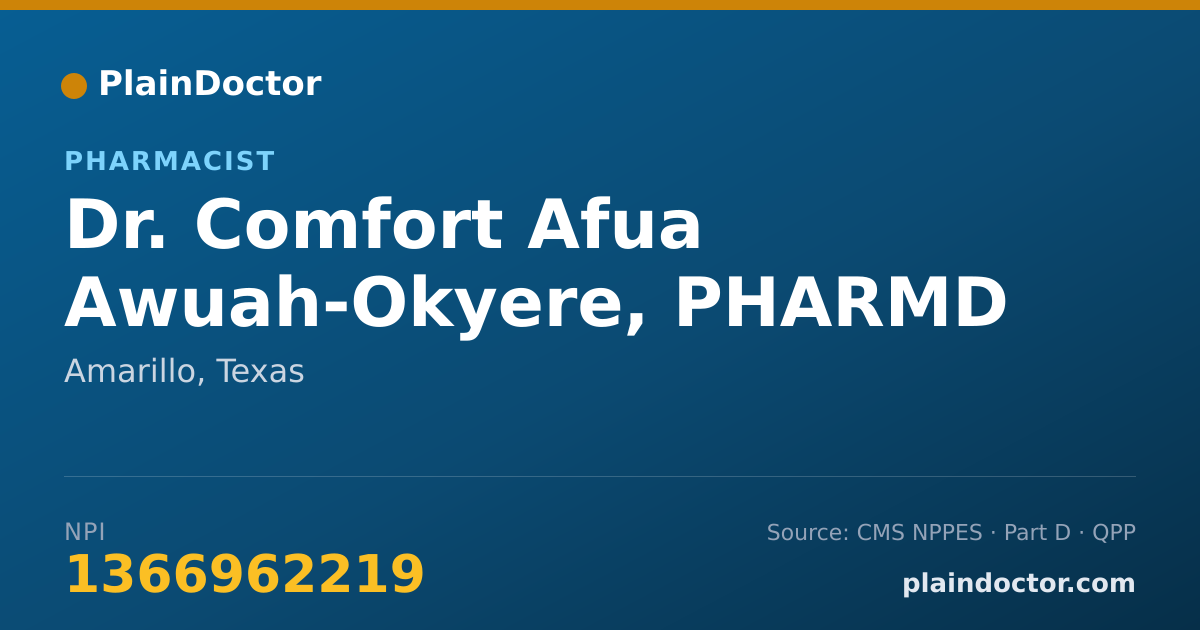 Shareable card for Comfort Afua Awuah-Okyere, PHARMD - Pharmacist, Amarillo, TX