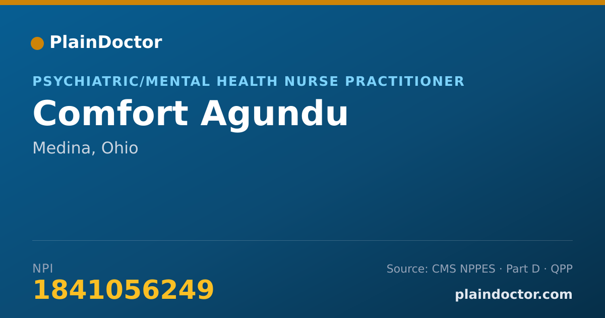 Shareable card for Comfort Agundu - Psychiatric/Mental Health Nurse Practitioner, Medina, OH