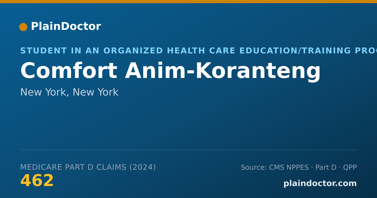 Shareable card for Comfort Anim-Koranteng - Student in an Organized Health Care Education/Training Program, New York, NY