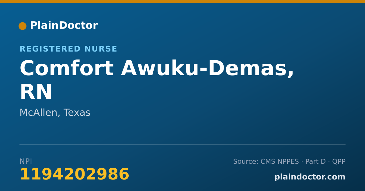 Shareable card for Comfort Awuku-Demas, RN - Registered Nurse, McAllen, TX