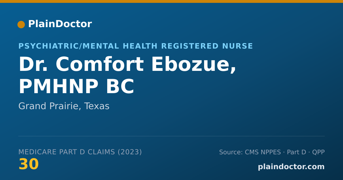 Shareable card for Comfort Ebozue, PMHNP BC - Psychiatric/Mental Health Registered Nurse, Grand Prairie, TX