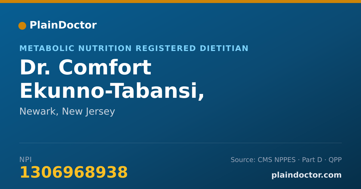 Shareable card for Comfort Ekunno-Tabansi, REGISTERED DIETITIAN - Metabolic Nutrition Registered Dietitian, Newark, NJ
